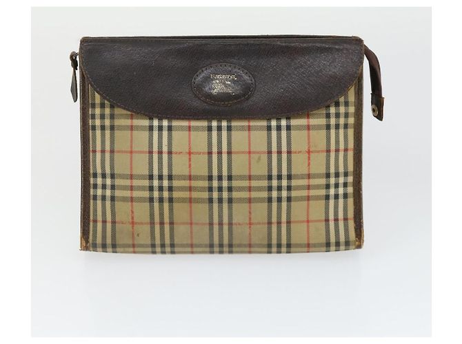 Borsa a mano BURBERRY in pelle e tela 4 pezzi nero beige Auth bs32140 - vista 20