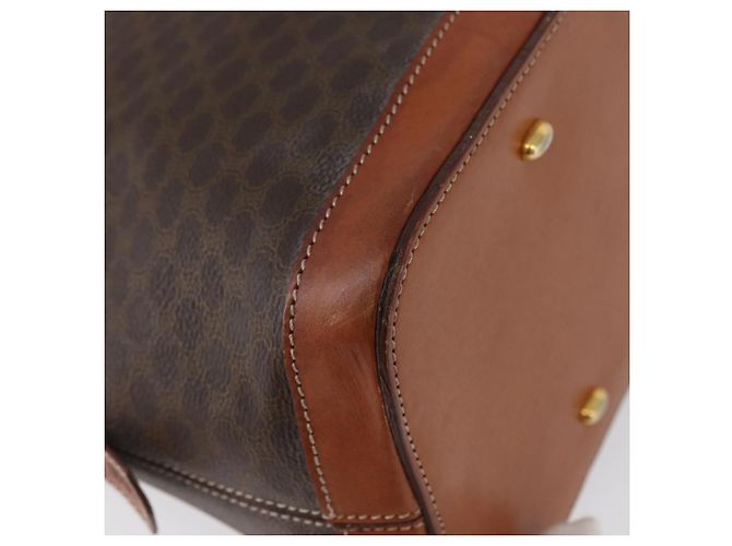 Céline Bolso de mano de lona Macadam CELINE en cuero PVC marrón dorado Auth 173472 Castaño - vista 15