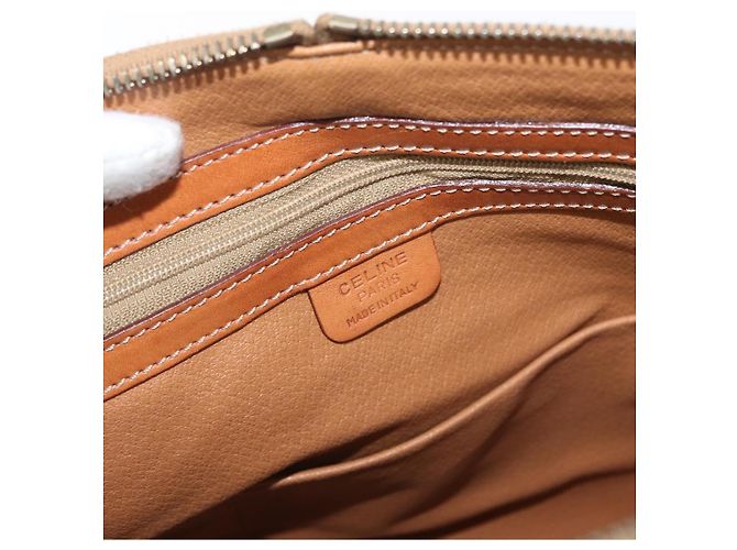 Céline Bolso de mano de lona Macadam CELINE en cuero PVC marrón dorado Auth 173472 Castaño - vista 18