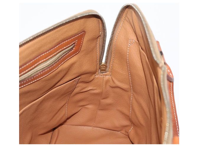 Céline Bolso de mano de lona Macadam CELINE en cuero PVC marrón dorado Auth 173472 Castaño - vista 19