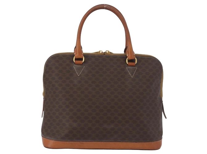 Céline Bolso de mano de lona Macadam CELINE en cuero PVC marrón dorado Auth 173472 Castaño - vista 2