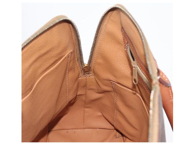 Céline Bolso de mano de lona Macadam CELINE en cuero PVC marrón dorado Auth 173472 Castaño - vista 20