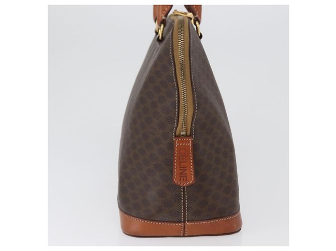 Céline Bolso de mano de lona Macadam CELINE en cuero PVC marrón dorado Auth 173472 Castaño - vista 4