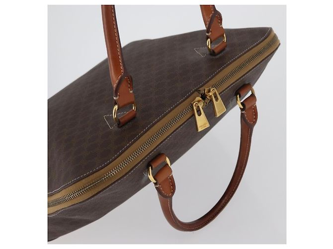 Céline Bolso de mano de lona Macadam CELINE en cuero PVC marrón dorado Auth 173472 Castaño - vista 6