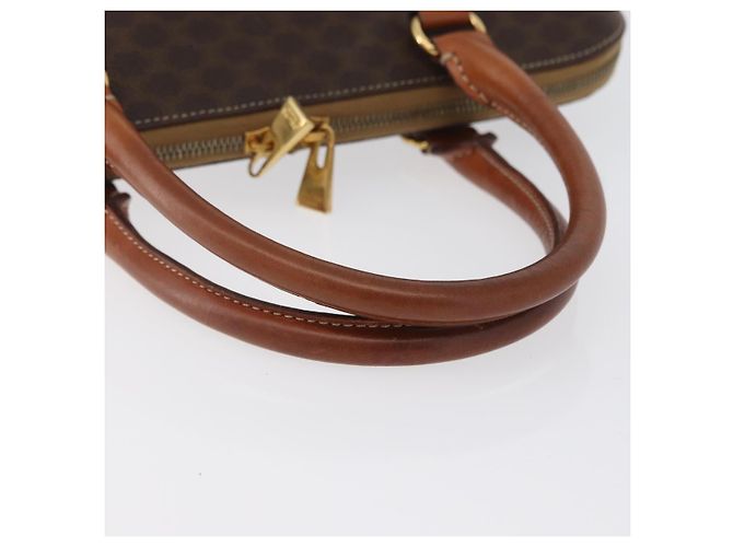 Céline Bolso de mano de lona Macadam CELINE en cuero PVC marrón dorado Auth 173472 Castaño - vista 7