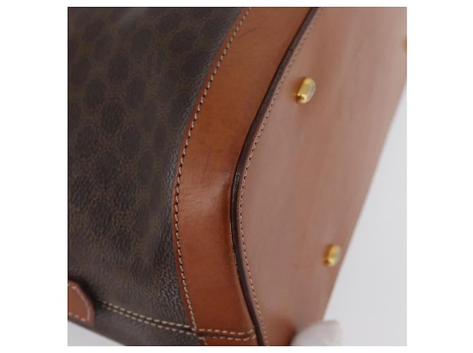 Céline Bolso de mano de lona Macadam CELINE en cuero PVC marrón dorado Auth 173472 Castaño - vista 9