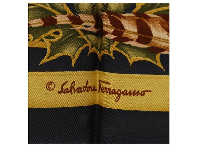 Salvatore Ferragamo Foulard Uccello in Seta Blu Navy Auth am10817V - vista 11