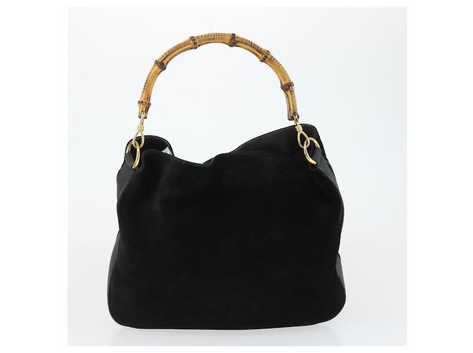 Bamboo Bolsa de mão GUCCI em couro envernizado 2 peças Preto Auth bs33355 - vista 10