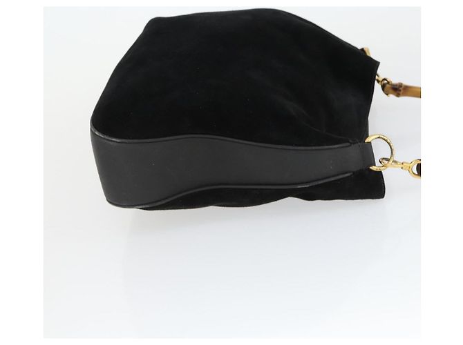 Bamboo Bolsa de mão GUCCI em couro envernizado 2 peças Preto Auth bs33355 - vista 12