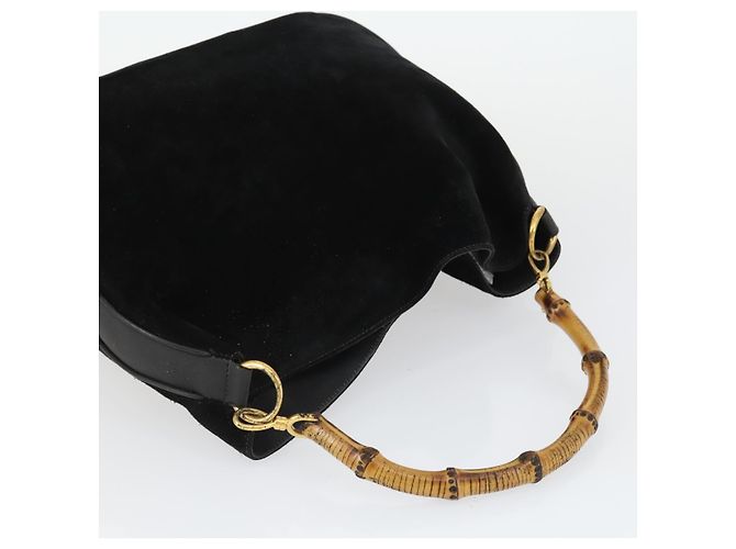 Bamboo Bolsa de mão GUCCI em couro envernizado 2 peças Preto Auth bs33355 - vista 13