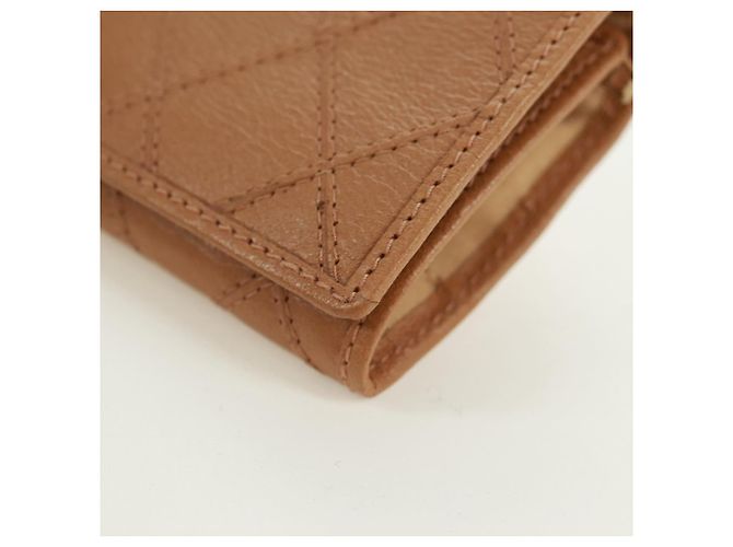 CHANEL Bicolore Accessory Pouch Leather Beige CC Auth 173133V - view 16
