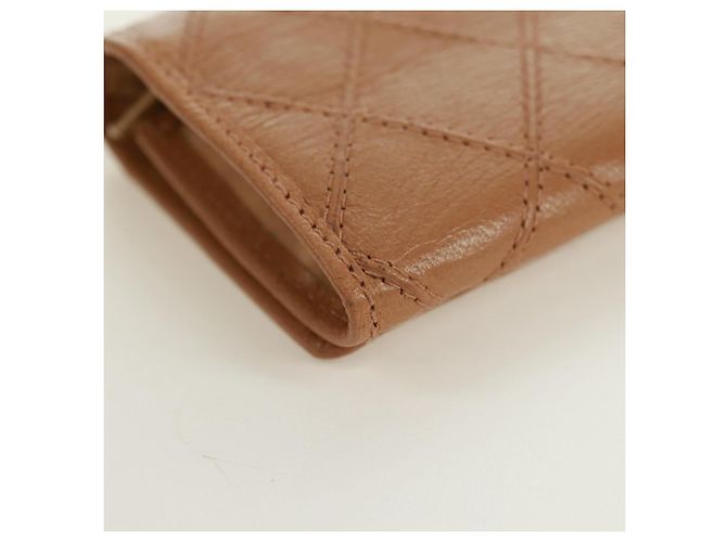 CHANEL Bicolore Accessory Pouch Leather Beige CC Auth 173133V - view 17