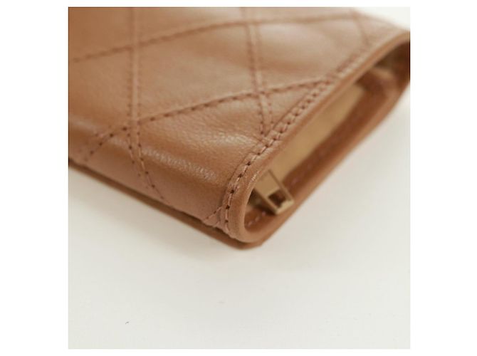 CHANEL Bicolore Accessory Pouch Leather Beige CC Auth 173133V - view 18