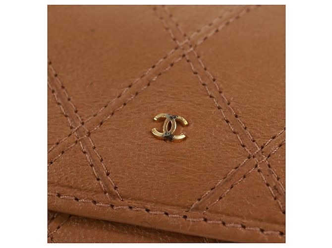 CHANEL Bicolore Accessory Pouch Leather Beige CC Auth 173133V - view 19