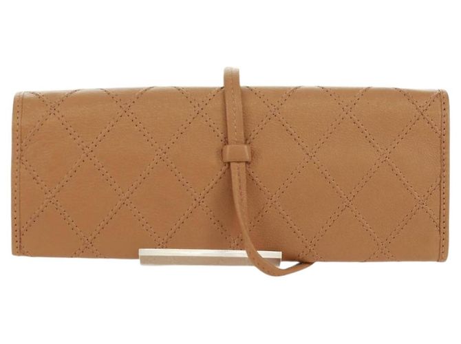 CHANEL Bicolore Accessory Pouch Leather Beige CC Auth 173133V - view 2