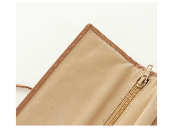 CHANEL Bicolore Accessory Pouch Leather Beige CC Auth 173133V - view 22