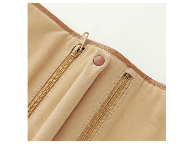 CHANEL Bicolore Accessory Pouch Leather Beige CC Auth 173133V - view 24