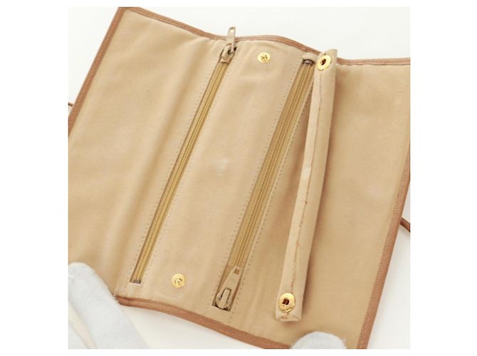 CHANEL Bicolore Accessory Pouch Leather Beige CC Auth 173133V - view 27
