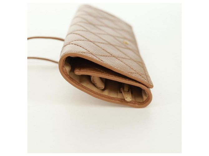 CHANEL Bicolore Accessory Pouch Leather Beige CC Auth 173133V - view 3