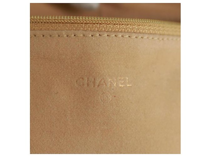 CHANEL Bicolore Accessory Pouch Leather Beige CC Auth 173133V - view 31