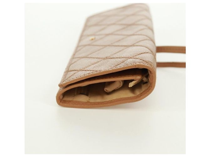 CHANEL Bicolore Accessory Pouch Leather Beige CC Auth 173133V - view 4