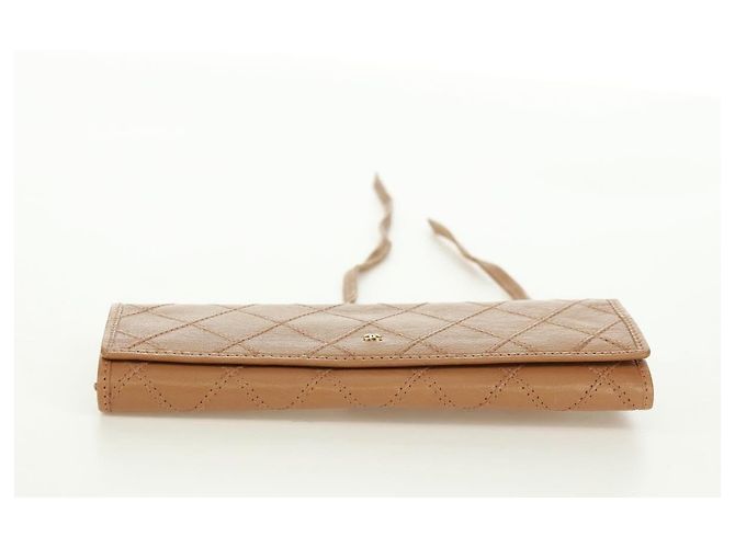 CHANEL Bicolore Accessory Pouch Leather Beige CC Auth 173133V - view 5