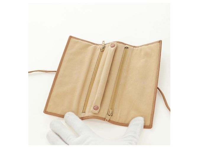 CHANEL Bicolore Accessory Pouch Leather Beige CC Auth 173133V - view 9