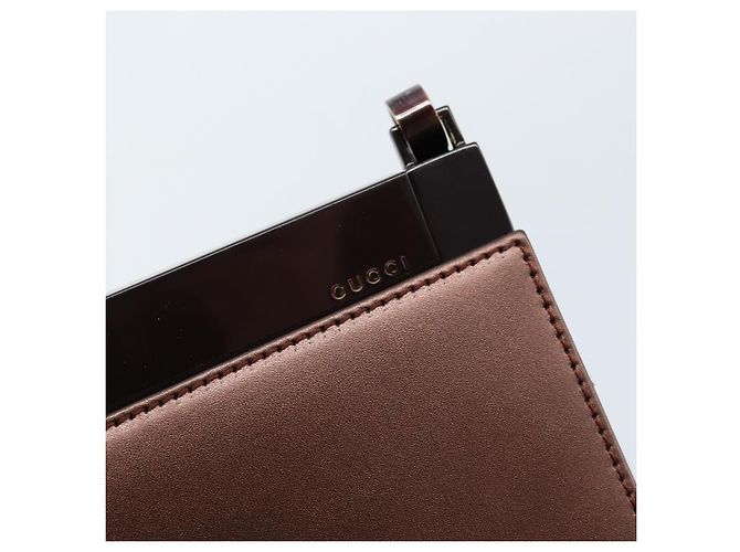 Gucci Borsa a Spalla in Pelle Metallica Marrone 004 0406 0498 Auth 166852 - vista 17