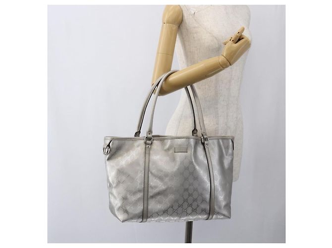 Gucci Borsa Tote GG in PVC argento 197953 Auth ka2609 - vista 21