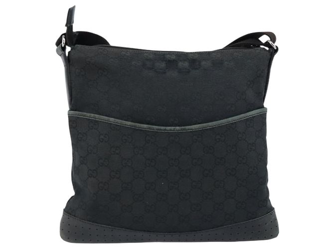 Borsa a Spalla GG Canvas Gucci Nera Argento 145857 Auth bs33485 Nero - vista 13