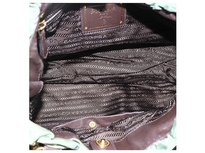 PRADA Borsa a Mano Nylon 2 vie Kaki Oro Auth 170942 D'oro Cachi - vista 10