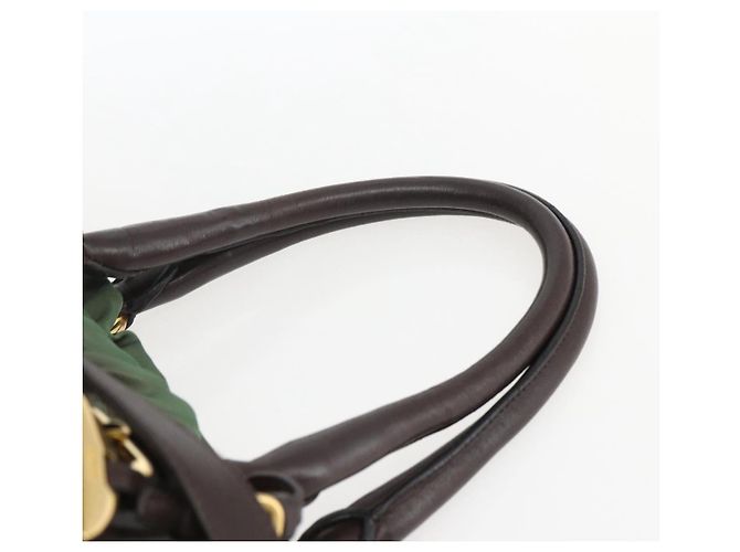 PRADA Borsa a Mano Nylon 2 vie Kaki Oro Auth 170942 D'oro Cachi - vista 14