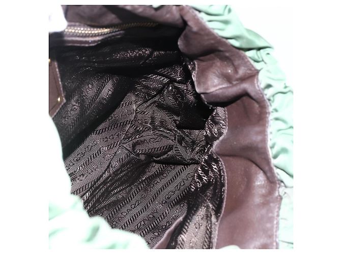 PRADA Borsa a Mano Nylon 2 vie Kaki Oro Auth 170942 D'oro Cachi - vista 22