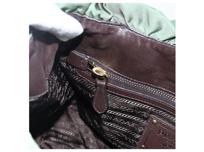PRADA Borsa a Mano Nylon 2 vie Kaki Oro Auth 170942 D'oro Cachi - vista 24