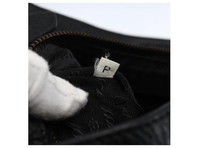 Borsa Tote PRADA in nylon e pelle nera dorata Auth fm5143 Nero D'oro - vista 12