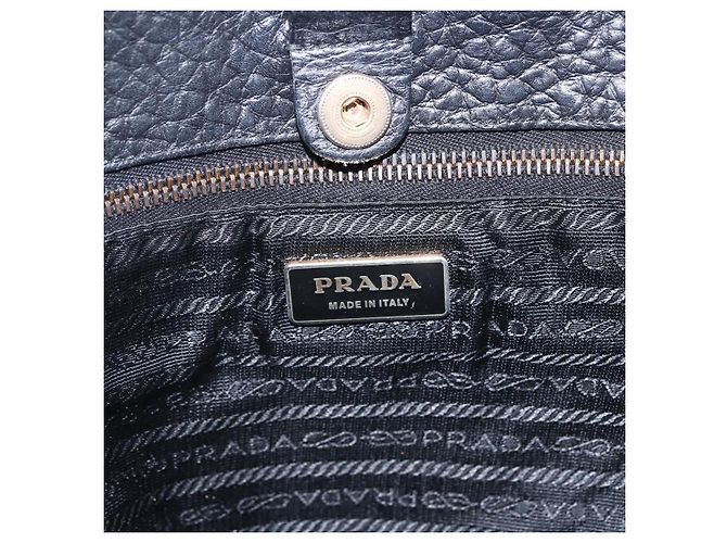Borsa Tote PRADA in nylon e pelle nera dorata Auth fm5143 Nero D'oro - vista 19