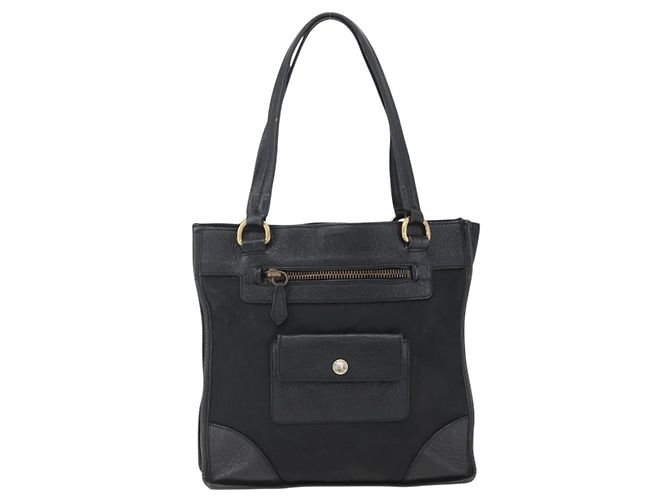 Borsa Tote PRADA in nylon e pelle nera dorata Auth fm5143 Nero D'oro - vista 2