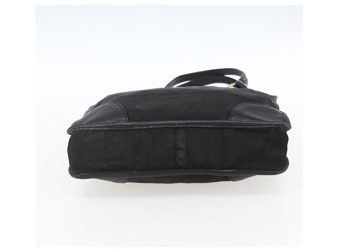 Borsa Tote PRADA in nylon e pelle nera dorata Auth fm5143 Nero D'oro - vista 5