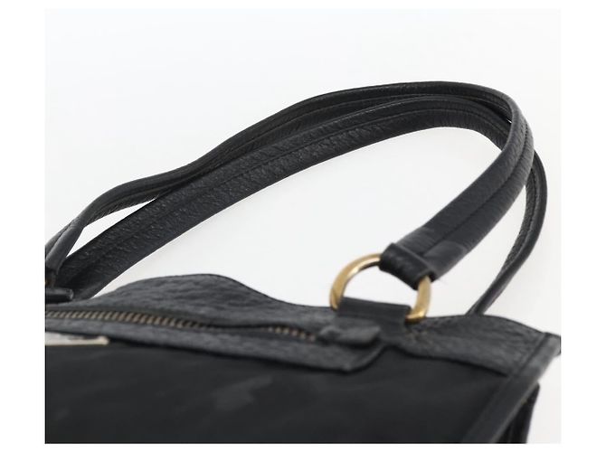 Borsa Tote PRADA in nylon e pelle nera dorata Auth fm5143 Nero D'oro - vista 8