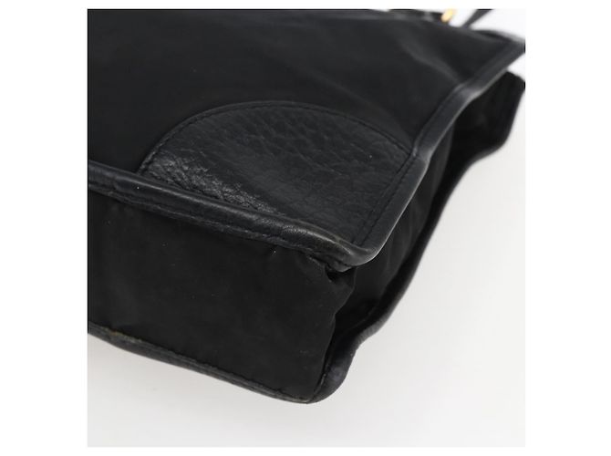Borsa Tote PRADA in nylon e pelle nera dorata Auth fm5143 Nero D'oro - vista 9