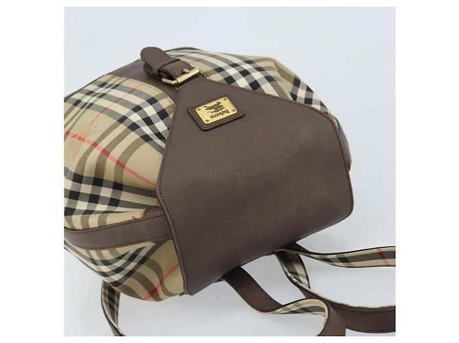 Burberrys Nova Check Backpack Canvas Beige Gold Auth ep13145 Golden - view 6