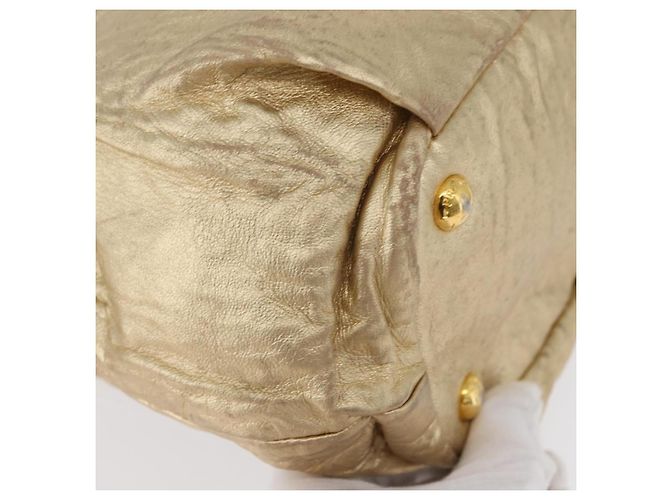 Ribbon PRADA Borsa a mano in pelle dorata Auth 170966 D'oro - vista 15