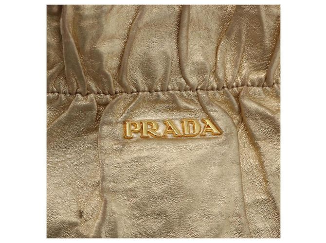 Ribbon PRADA Borsa a mano in pelle dorata Auth 170966 D'oro - vista 18