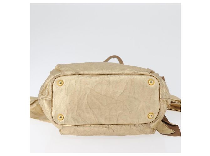 Ribbon PRADA Borsa a mano in pelle dorata Auth 170966 D'oro - vista 5