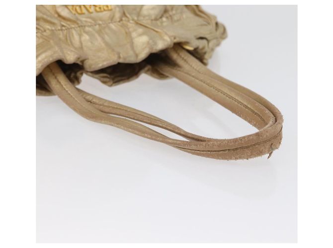 Ribbon PRADA Borsa a mano in pelle dorata Auth 170966 D'oro - vista 7