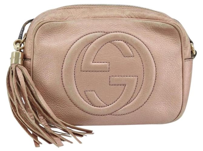 Borsa a Spalla in Pelle Rosa Oro GUCCI 308364 Auth 172086A D'oro - vista 13