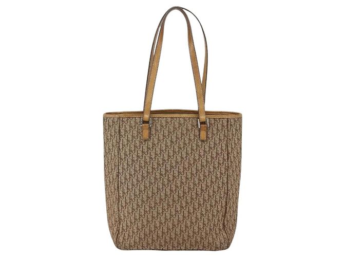 Christian Dior Trotter Canvas Tote Bag Beige Silber Auth fm5121 - Ansicht 2