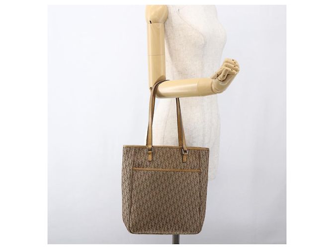 Christian Dior Trotter Canvas Tote Bag Beige Silber Auth fm5121 - Ansicht 22