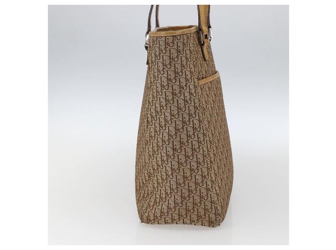 Christian Dior Trotter Canvas Tote Bag Beige Silber Auth fm5121 - Ansicht 3