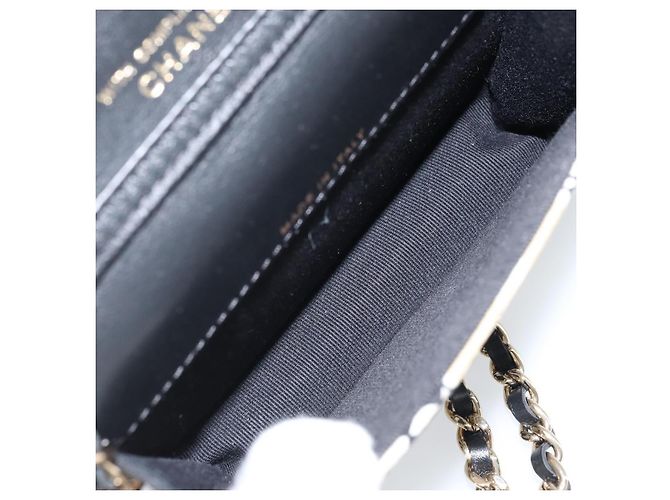 CHANEL Mini Matelassé 12 Borsa a Spalla Catena Satin Beige Oro CC Auth 172590SAM D'oro - vista 10